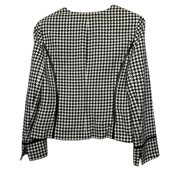 Nordstrom Studio 121 Black and Off White Houndstooth Open Blazer Womens Size 14 - Picture 2 of 8